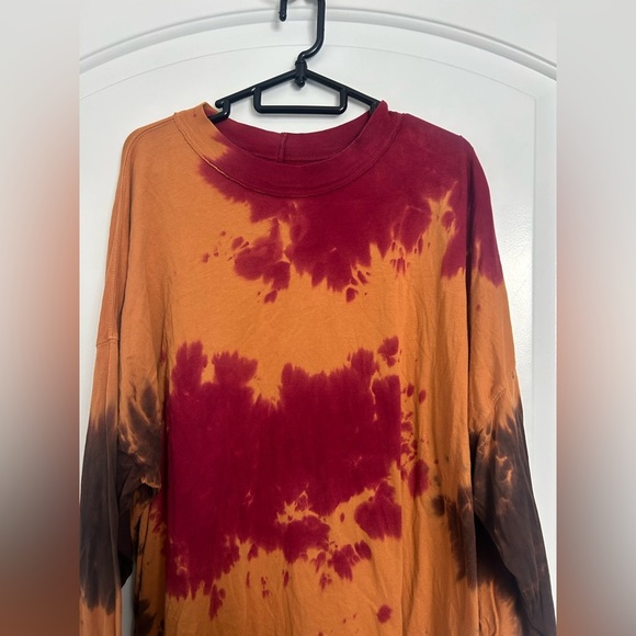 Free People Be Free Tie Dye Long Sleeve T-Shirt in French Roast size XL 70s - Picture 8 of 12